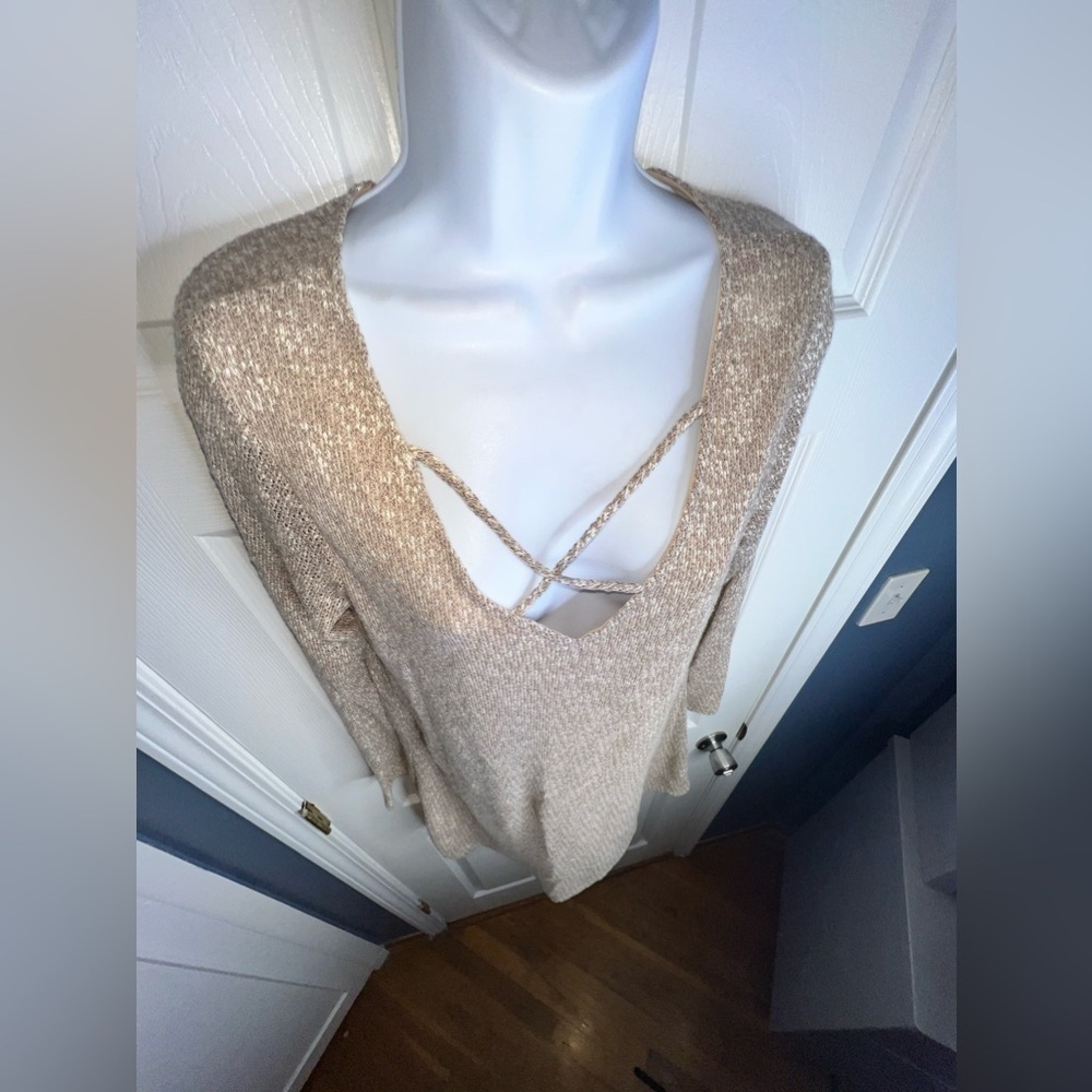 NWT Emory Park Womens Large Taupe Sara Cross Front Knit Sweater Tunic Dress L - Picture 9 of 13